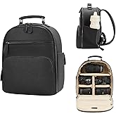 Divvia Small Camera Backpack Classic PU Leather for DSLR, Professional Camera Bag for Photographers with 11 Inch Pad/Tablet Compartment Small 10L Black