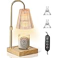 ZXMEAN Candle Warmer Lamp with Dimmer, Electric Candle Warmer for Jar Candles, Bedroom Home Decor, 2H/4H/8H Timer Adjustable Height with 2 Bulbs, (Amber)
