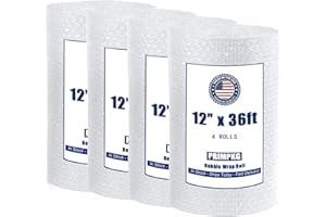 PRIMPKG 12in x 144ft Bubble Cushion Rolls, Bubble Cushion Packaging, Coreless roll, Shipping Packaging, Packing and Moving Boxes, Heavy Duty Moving and Shipping (12in x 36ft 4 Rolls)
