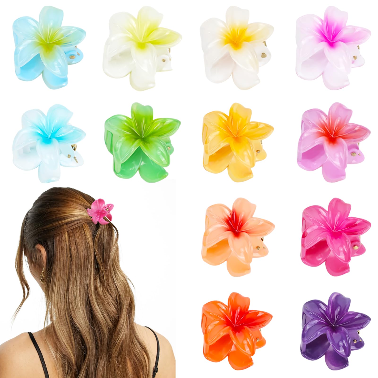 Pack of 12 Flower Hair Clips Flower Hair Clips Hawaiian Flower Hair Clips Claw Clips Women Hair Clips
