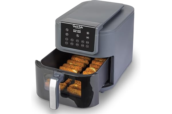 SUR LA TABLE KITCHEN ESSENTIALS 5-in-1 Compact 8-Quart Basket Air Fryer with Window for Easy Viewing, Digital Touchscreen Dis