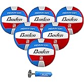 Baden Premium Soft Synthetic Leather Official Size & Weight Outdoor Volleyball 6 Pack with Pump