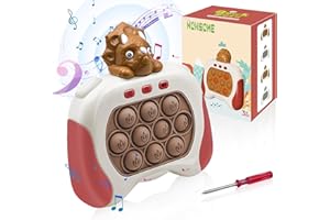 WOWSOME Upgraded Dinosaur Fast Push Game, Pop It Sensory Game Fidget Toys for Kids Ages 3-12 Light Up It Pocket Game, Handheld Quick Push Game Console with 4 Modes, Gifts for Kids Boys Girls Teens (Brown)