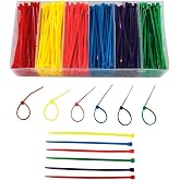 Small 4 inch Multicolor [Zip Cable Tie]s 480pcs Assorted Color for Marking Chickens Legs or Deco Mesh Wreath Supplies Pink,Red, Purple, Yellow, Blue,Green