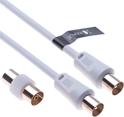 Keple TV Aerial Cable 1m Coaxial Extension Lead with Male Connector