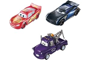 Mattel Disney and Pixar Cars Toys, Color Changers 3-Pack Vehicles with Lightning McQueen, Mater & Jackson Storm Toy Cars