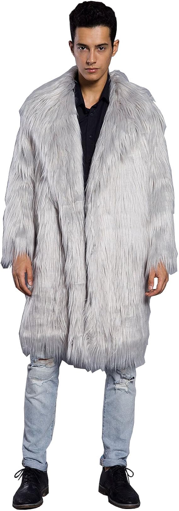 Amazon Cartoden ファー ロング コート メンズ 厚手 毛皮コート フェイクファー 無地 秋冬 暖かい カジュアル アウター 贅沢 大きいサイズ 全5色 コート ジャケット 通販