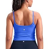 HeyNuts Cropped Cami Tank Top for Womens, Square Neck Spaghetti Strap Low Impact Yoga Longline Sports Bras Padded A-C Cups