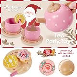 AOLEVA Wooden Afternoon Tea Set for Toddlers Play Food Tray Teapot view 3