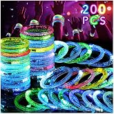 Mikulala 200 Pcs LED Bracelets, Glow in the Dark Party Supplies for Kids Adults, Light Up Bracelets Glow Party Supplies, White Color Neon Bracelets Glow in the Dark Bracelets for Halloween Birthday