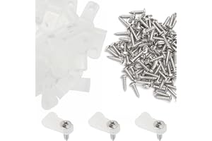 RIERDGE 50 Pcs 1/4 Inch White Nylon Screw Mounting R-type Cable Clip Wire Clamp, 6.4mm Cable Clip Wire Clamp for Wire Management, Stainless Steel Screws Includedc