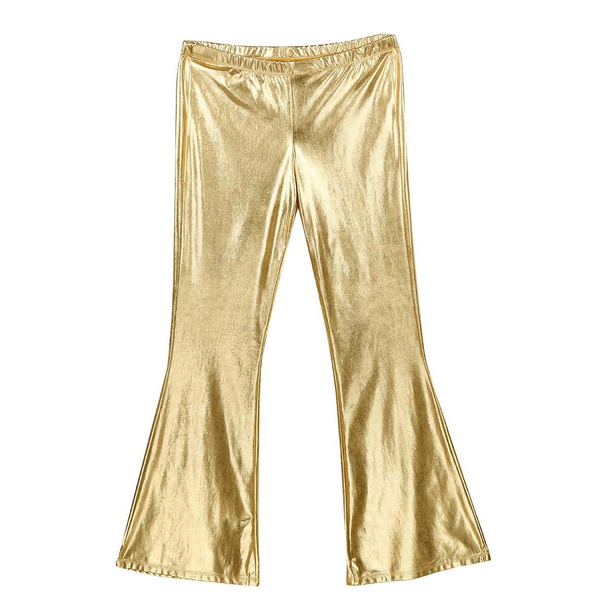 inhzoy Mens Shiny Metallic Fashion Dance Pants Holographic Disco Flared