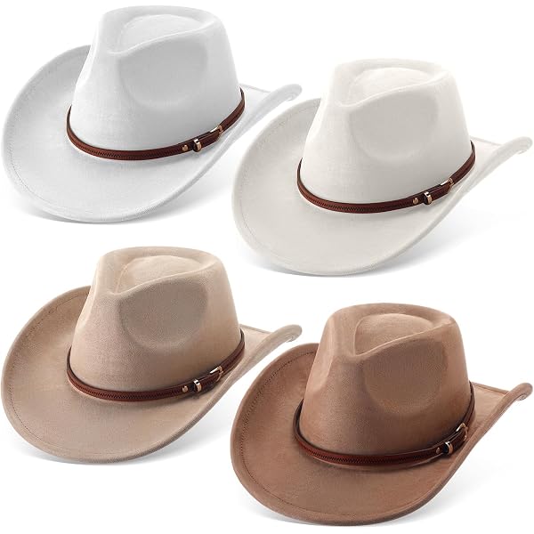 7731 Western Cowboy Hat For Women And Men Cowgirl Cow Girl Country Brim Wide Breathffy 4 Pcs Cowboy Hat Felt Wide Brim Cowgirl Hats with  main image 3