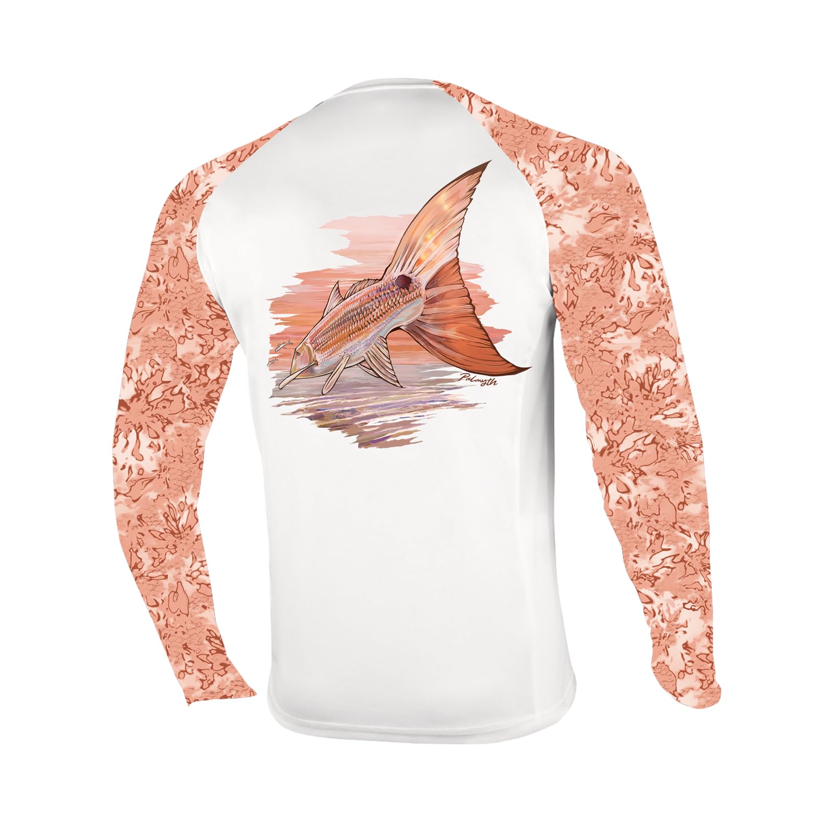 Palmyth Fishing Shirt for Men Long Sleeve Sun Protection UV UPF 50+ T-Shirts with Pocket (Glide Redfish,Medium) Image