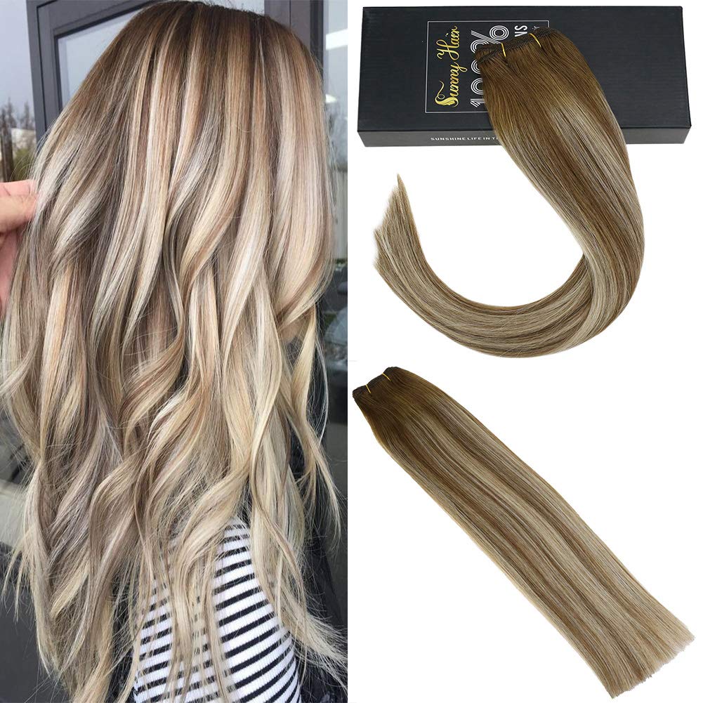 Amazon Com Sunny Hair Wefts Human Hair Medium Brown Ombre Blonde