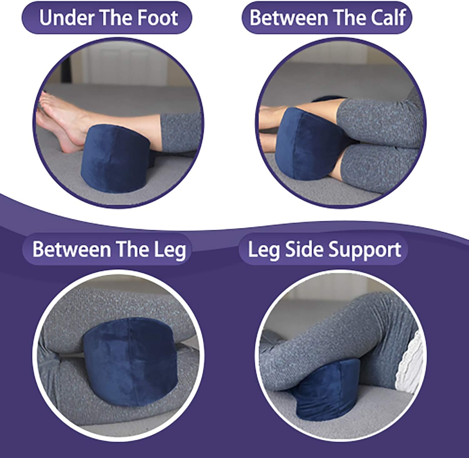 napfun Knee Pillow Between Legs for Sleeping, Orthopedic Knee Pillow for Side Sleepers&100% Pure Memory Foam Leg Pillow for Sciatica Pain Relief, Hip Pain, Back Pain, 1 Pcs, Dark Blue: Home & Kitchen