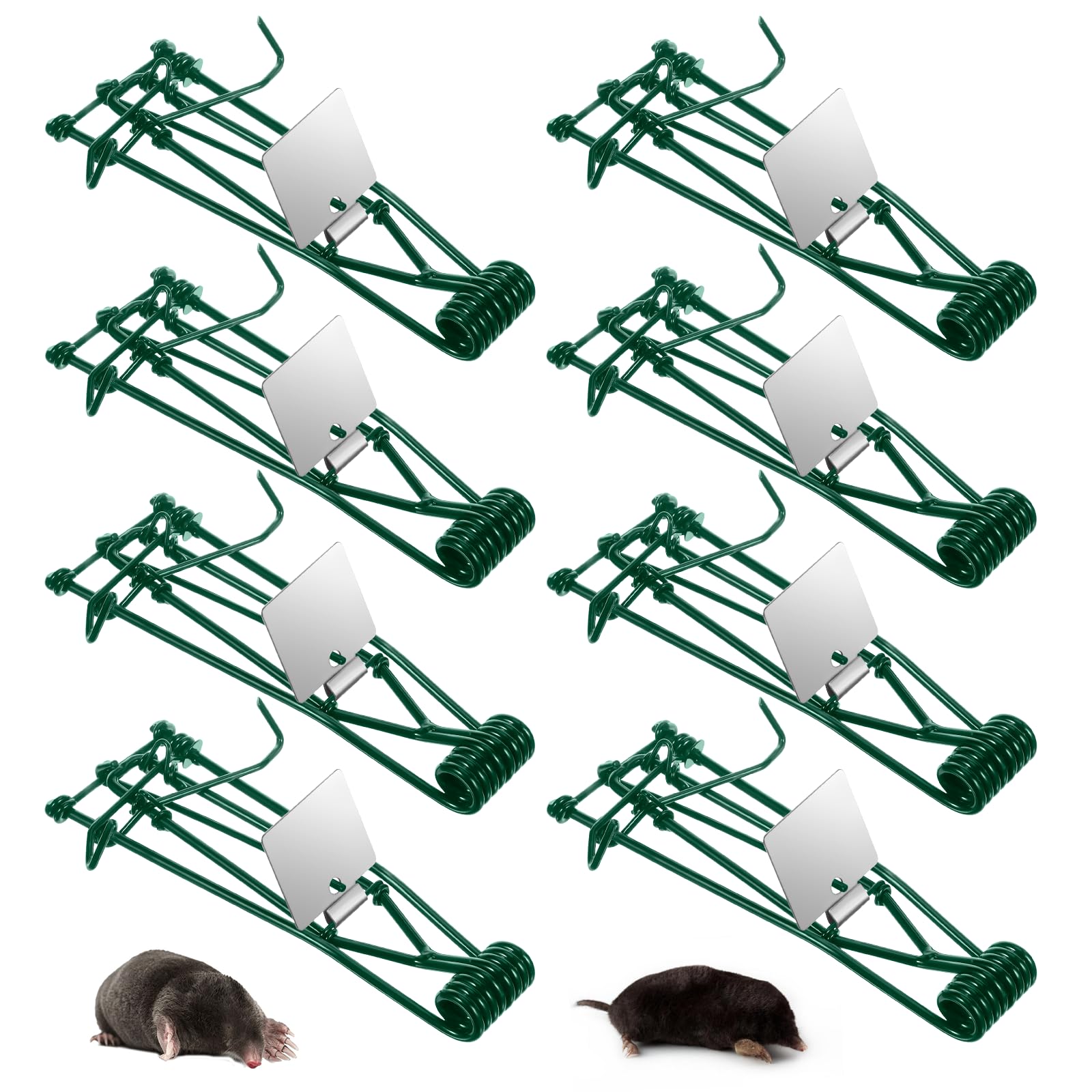 Photo 1 of 8 Pack Mole Trap Gopher Trap Metal Tactical Rat Vole Traps Outdoor Reusable Gopher Killer Mole Traps That Kill Best, Keep Moles Out of Yard Lawn Garden, Green