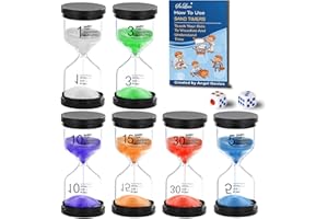 SuLiao Hourglass Sand Timers for Kids,Colorful Sand Clock 1/3/5/10/15/30 Minutes Set,Plastic Unbreakable Sand Watch Hour Glass Sandglass for Games Classroom Teacher Kitchen Decor(Pack of 6