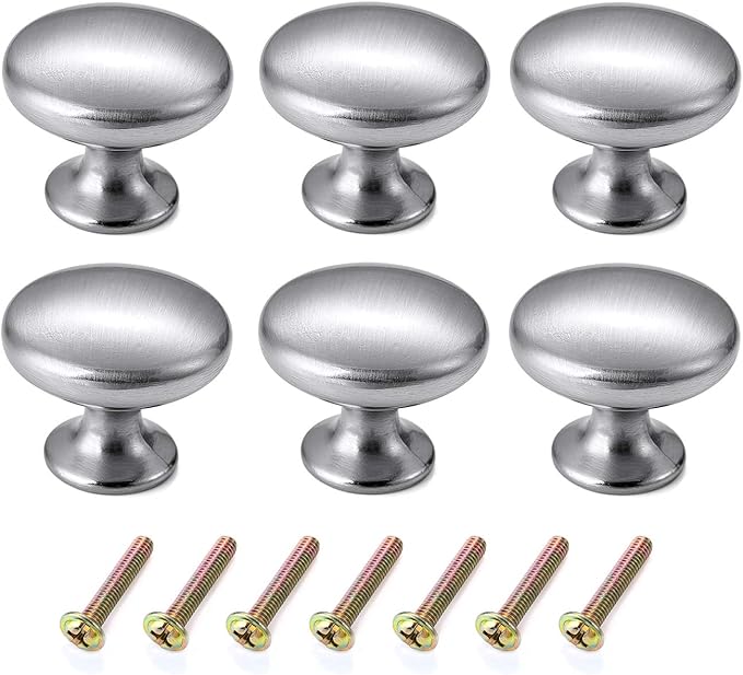 6 pièces boutons de commode ronds argentés kit de boutons de tiroir