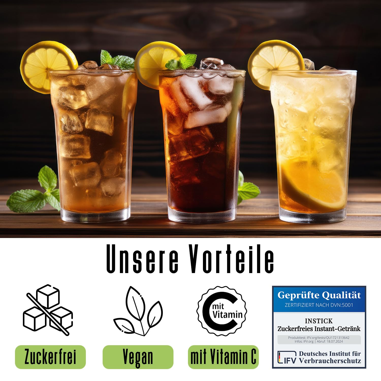 INSTICK Zuckerfreies Instant-Getränk (Eistee Mix-Paket) - 1 Packung für 12 x 0,5-1 L- Veganes Getränkepulver Kalorienarm & Vitamin C - Instant-Pulver 4