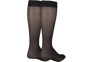 NuVein Sheer Compression Stockings for Women, 8-15 mmHg Support, Light Denier, Knee High, Closed Toe, Black, Large
