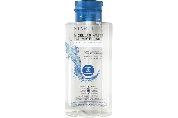 Marcelle Micellar Water, Normal Skin, with Soothing Aloe, Cleanses, Removes Makeup and Tones, Hypoallergenic, Oil-Free, Alcoh