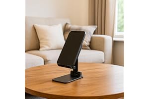Cell Phone Stand, Adjustable Foldable Mobile Docking Stand, Mobile Phone Holder with Adjustable Multi-Angle for Desk Smartpho