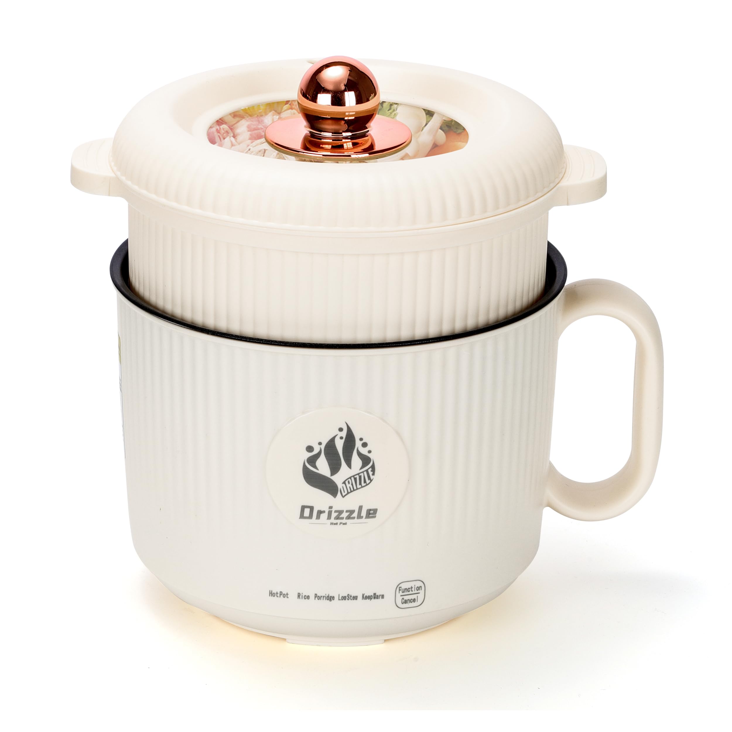 Photo 1 of *MISSING PARTS*
Drizzle Drizzle Electric Hot Pot Cooker 1.7L - Portable Smart Food Maker with Steamer Non-Stick Skillet Stir Fry Cooker Ramen Noodles Steak Egg Oatmeal Shabu-Shabu - Dormitory Office Camping Power