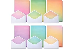 Paper Junkie Letter Writing Stationery Paper & Envelopes Set - 6 Watercolor Gradient Designs, 60 Lined Sheets & 30 Envelopes (10.25 x 7.25 In)