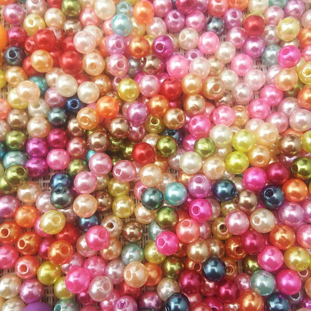 1000 Pieces 6mm DIY Assorted Color Acrylic Round Sphere Ball Beads for Jewelry Making Bracelets Necklaces 6MM,Hole 1.2mm