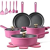 CAROTE Non Stick Pots and Pans Set, Cookware Sets Nonstick, Kitchen Cooking Set with Stay-Cool Handles,with Silicone Tools and Pot Protectors,16 Piece