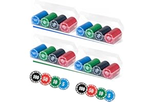 Lynkaye Plastic Poker Chips Set with Storage Box,Denomination Printed Casino Style Chip for Texas Home Game Holdem Poker Nights,Blackjack,Roulette Games