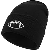 KUIRAN Football Embroidered Knit Beanie for Men Women Soft Acrylic Winter Hat Warm Stretchy Skull Cap Unisex Sports Fan Gift