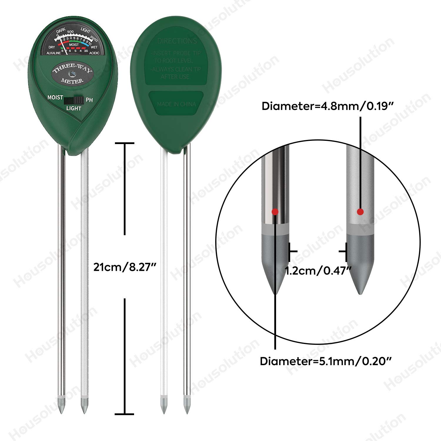 Housolution Soil PH Meter, 3 In 1 Soil Test Kit For Soil Moisture