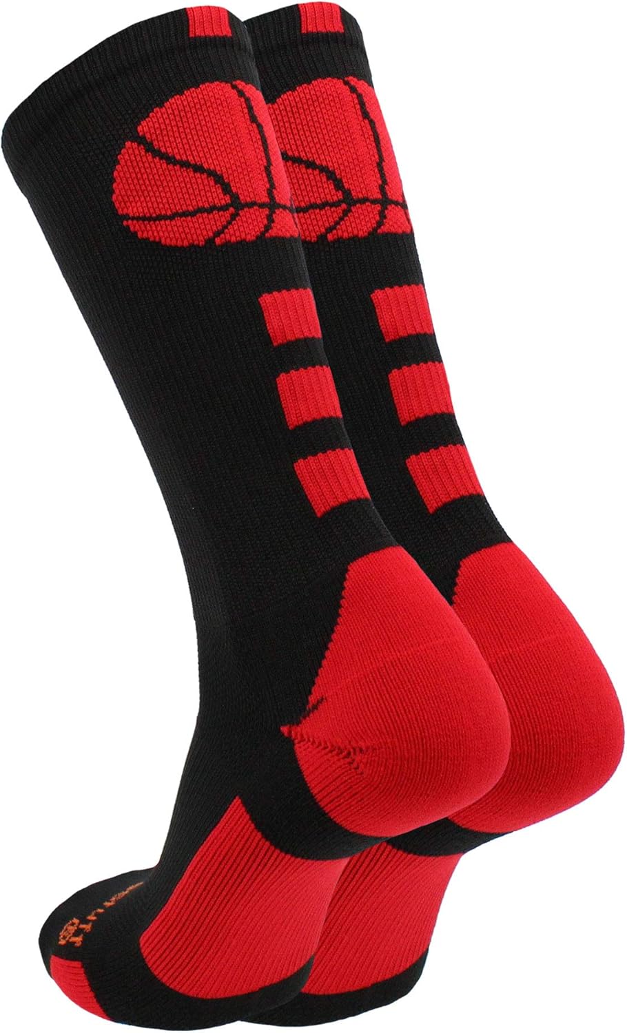 MadSportsStuff Basketball Logo Athletic Crew Socks, Medium - Black/Scarlet : Clothing