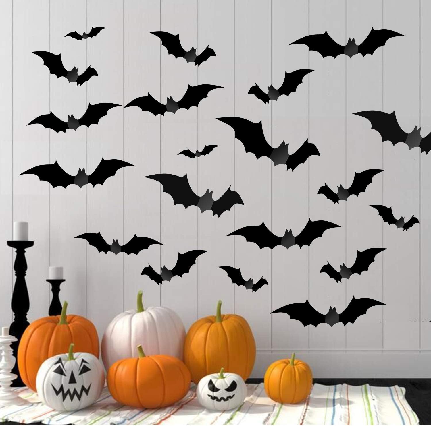 Halloween Party Indoor Outdoor Decor Supplies, 56 PCS Reusable PVC 3D Decorative Scary Bats Wall Sticker Comes with Double Sided Foam Tape: Arts, Crafts & Sewing