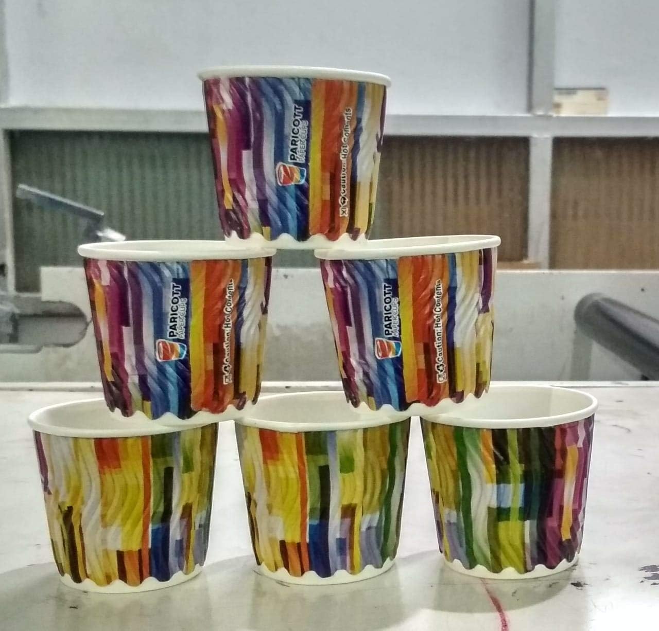 PARICOTT 150ml Ripple Multicolor Printed Disposable Designer Paper Cups Hot & Cold Beverage Cup 5 Oz (Pack of 100 Pieces)