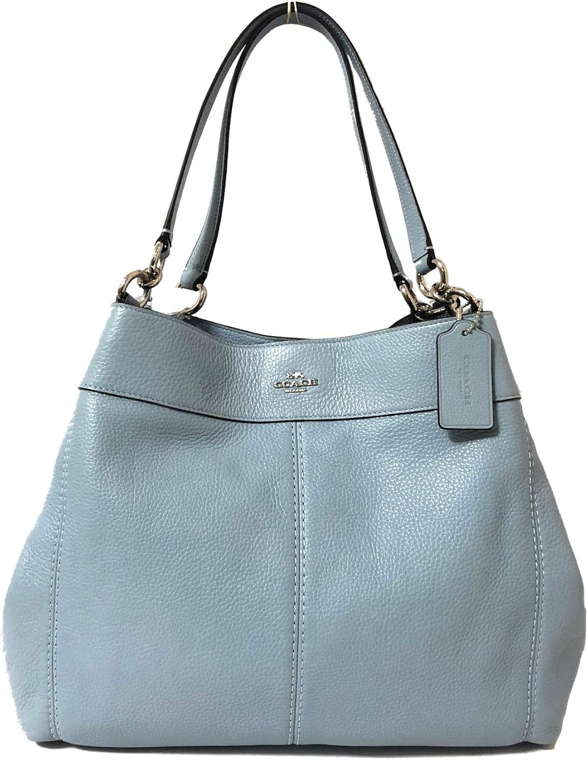 Coach F57545 Lexy Pebble Leather Shoulder Bag (SV/Pale Blue) Handbags
