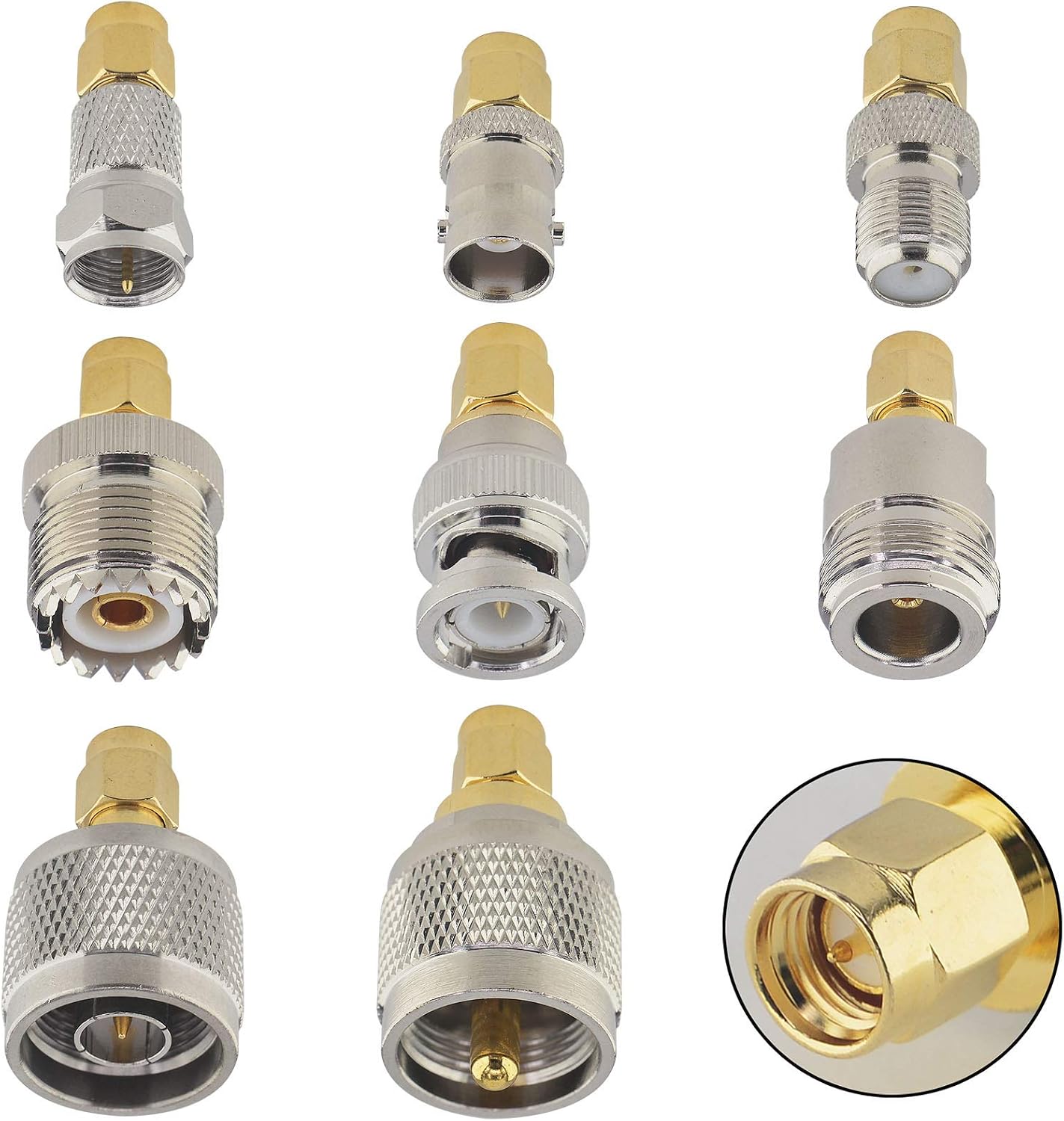 Boobrie 16PCS SMA Adapter Kit SMA to BNC UHF N-type F-type Male to Female Connectors RF Coaxial Adapter WiFi Antenna Converter for WiFi Antenna/FPV Drone/Extension Cable - Image 5