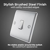 BG Electrical Nexus Metal 2 Way Light Switch Brushed Steel NBS12 Slim Profile view 2