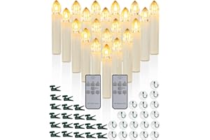 Raycare 20 Pcs Flickering Candles for Christmas Tree, Remote Christmas Tree Candles with Remote and Timer