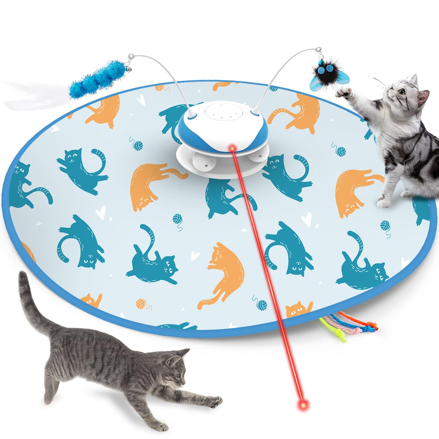 Photo 1 of ZOMISIA Interactive Cat Toy for Indoor Cats - 5 in 1 Cat Laser Toy Automtaic, Rechargble Motion Activated Hide and Seek Toy with Moving Feather, Tarck Balls and Chirping for Bored Kitten Exercise