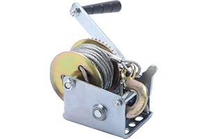 HighFree Hand Winch with 27ft Steel Wire Rope 600 lbs - Hand Crank Winch - Towing Winches for for Boats, Trailers, ATVs - Single Speed
