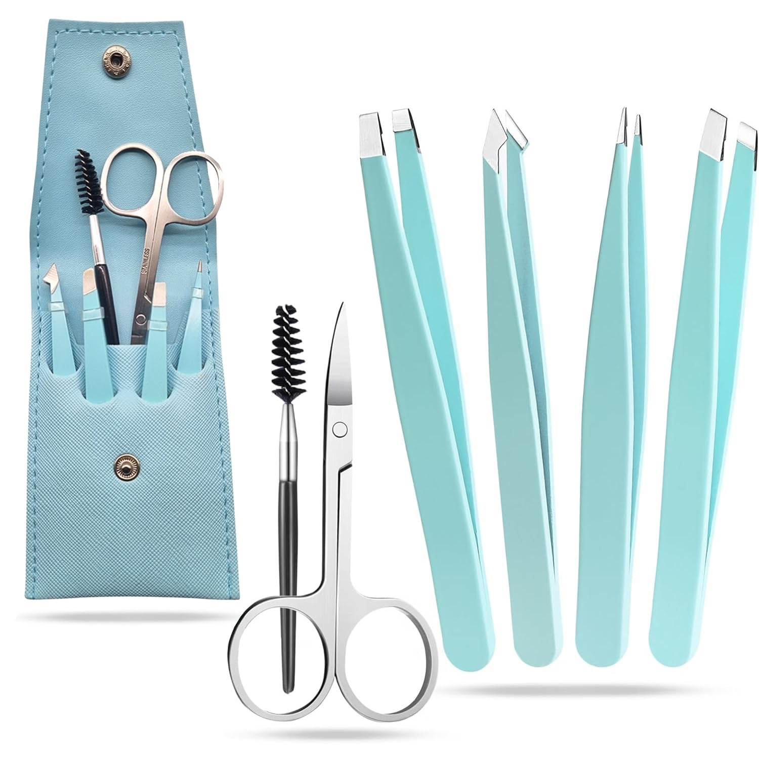 Eyebrow tweezers, professional tweezers, set of 4 types tweezers, eyebrow brush and eyebrow scissors. Couple gift, professional eyebrow tweezers, eyebrow tweezers.