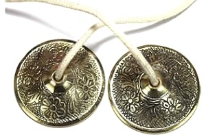 ASHIRWAD Pure Brass Manjeera Hand Cymbals Jhaanj Arati Sankirtan Song Puja Vraja Vrindavan Krishna Devotion Worship (Emb 2.5IN M-05)