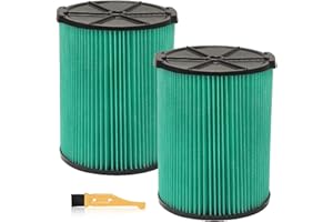 GEBDSM 2 Pack VF6000 5-Layer Replacement Filter for Ridgid Shop Vac 5-20 Gallon Wet Dry Vacuums WD5500 WD0671 WD6425 WD7000 WD1280 WD1851 WD1680 WD1956 RV2400A 1400RV RV2600B, fit for Husky 6-9 Gallon Vacs