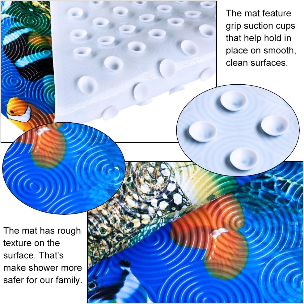 Yolife Bathroom Shower Mat, Anti-slip Mat, Antibacterial Plus Reinforced Suction Cups (Turtle), 68 x 37 cm (Rectangular) - Image 5