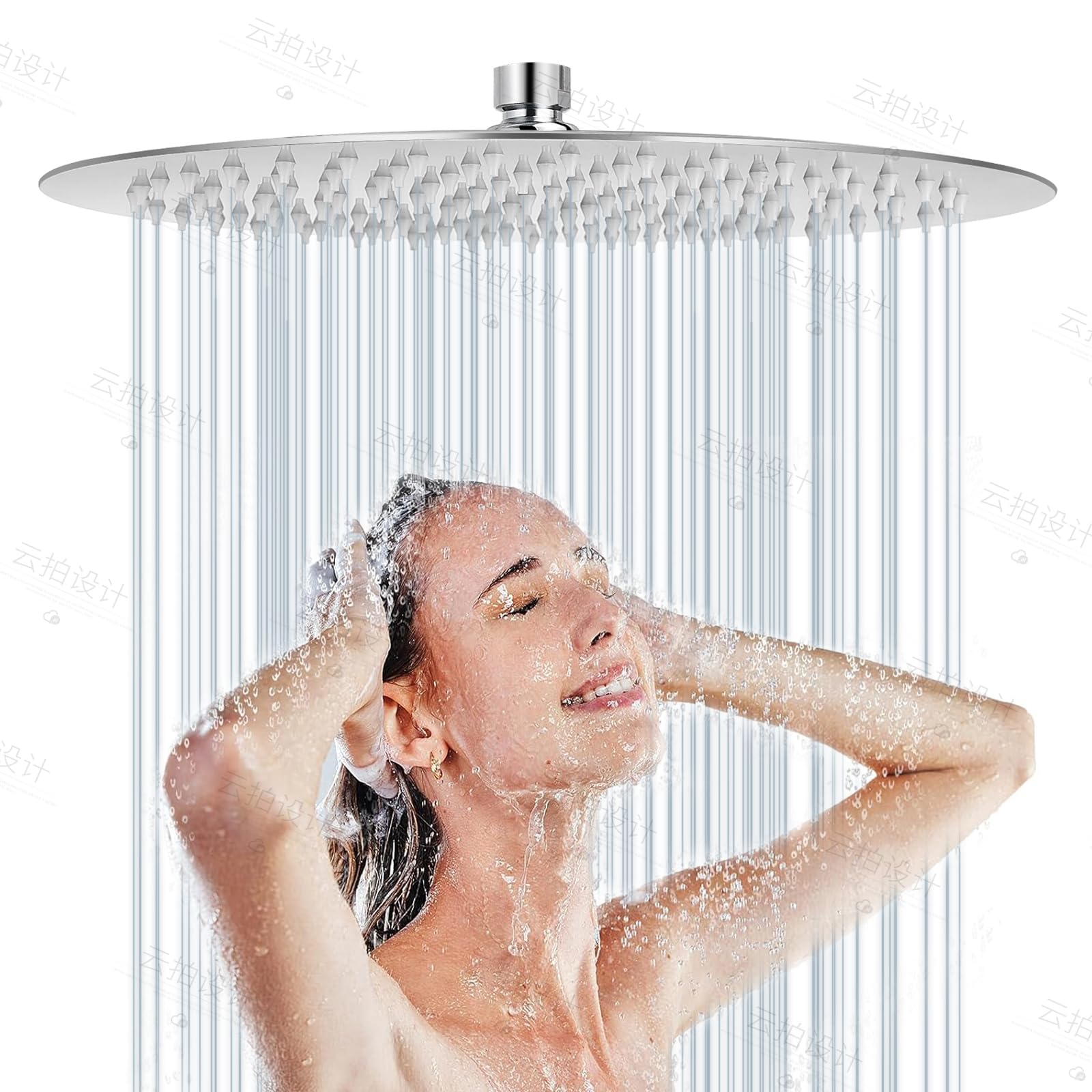 Large Rain Shower Head Round 304 Stainless Steel Ultra Thin Bathroom Shower Head High Pressure Rainfall Showerhead (10inch)