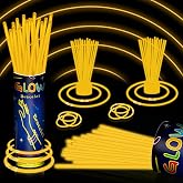 120 Pcs 8" Orange Glow Sticks Bulk, Glow Necklaces and Bracelets Set with Connectors &ndash; Bright Neon Glow in The Dark Party Favors for Birthday Christmas New Year Halloween Wedding Carnival