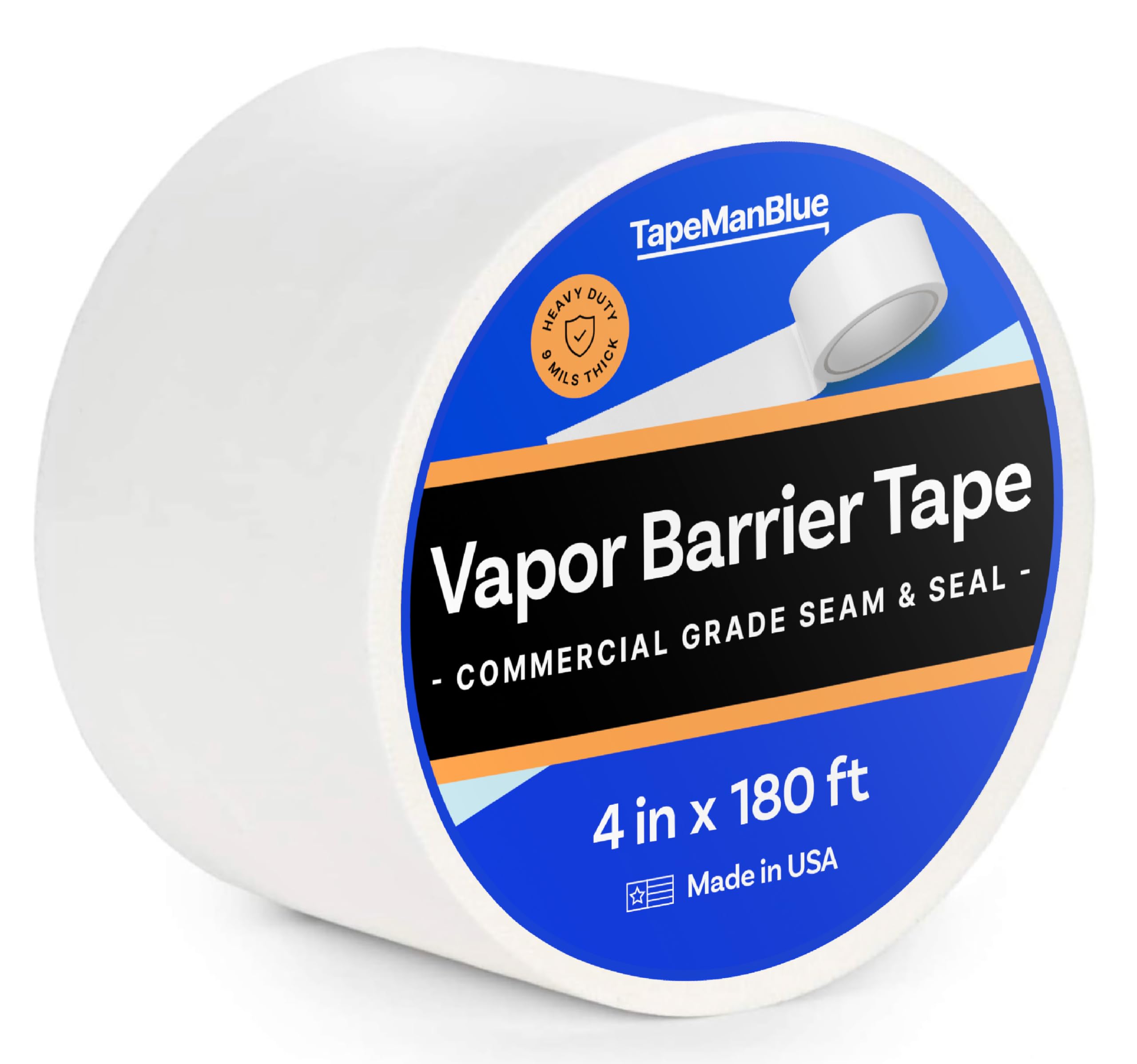 Photo 1 of Vapor Barrier Tape - 4 inch x 180' Roll, Made in USA, White Polyethylene Tape for Crawl Spaces & Moisture Barriers, Waterproof Seal & Seam Tape for Underlayment, Insulation, and Plastic Liners (1)